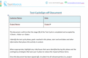 Test Cycle Sign-off Document