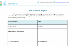 Test Problem Report