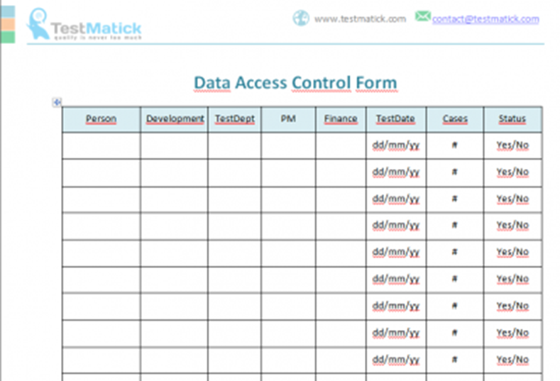 Data Access Control Form TestMatick
