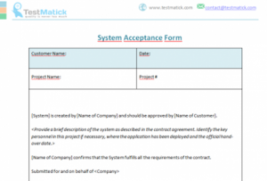 System Acceptance Form