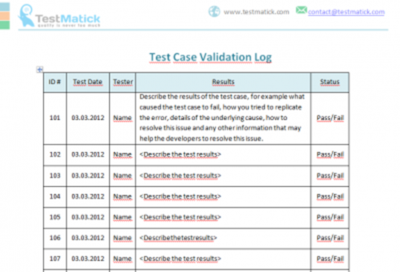 Test Case Validation Log