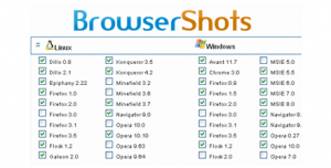 Browser Shots interface
