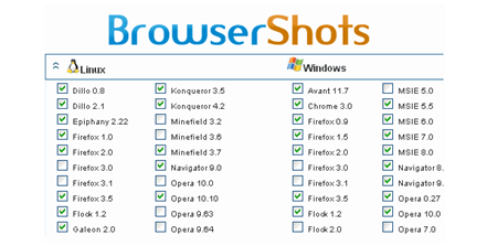 Интерфейс Browser Shots
